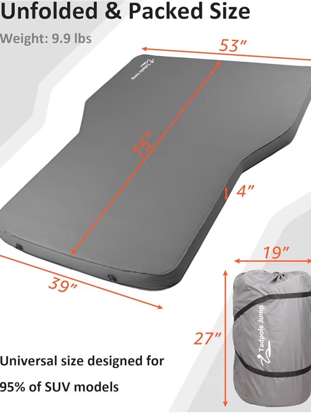 Gray Inflatable Car Air Mattress - Gray